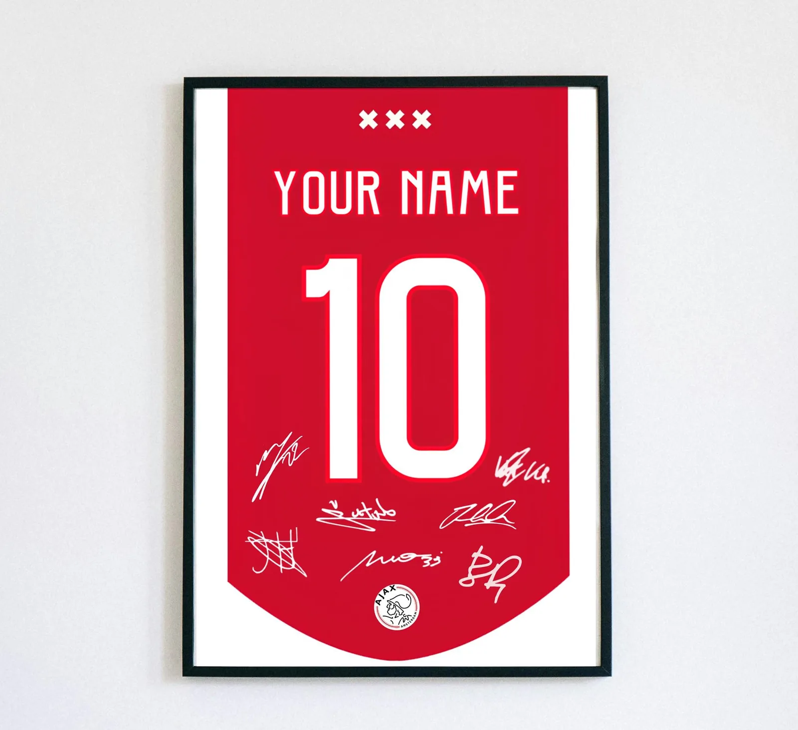 Gepersonaliseerd Ajax-shirt controleren op naam maat en nummer voor bestellen